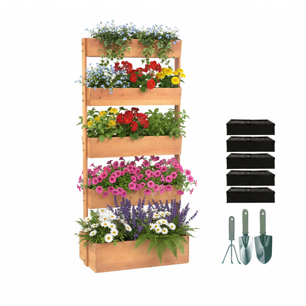 VERTIKALBEET - Braun, Holz/Textil (80/180/48cm) - Relaxdays