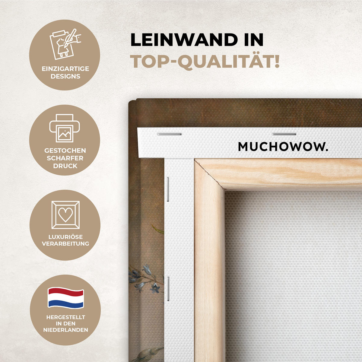 LEINWANDBILD Alte Meister - Blumen - Balthasar van der Ast Deko Wohnzimmer 20x30 cm - Hellbraun, Textil (20/30cm) - MuchoWow
