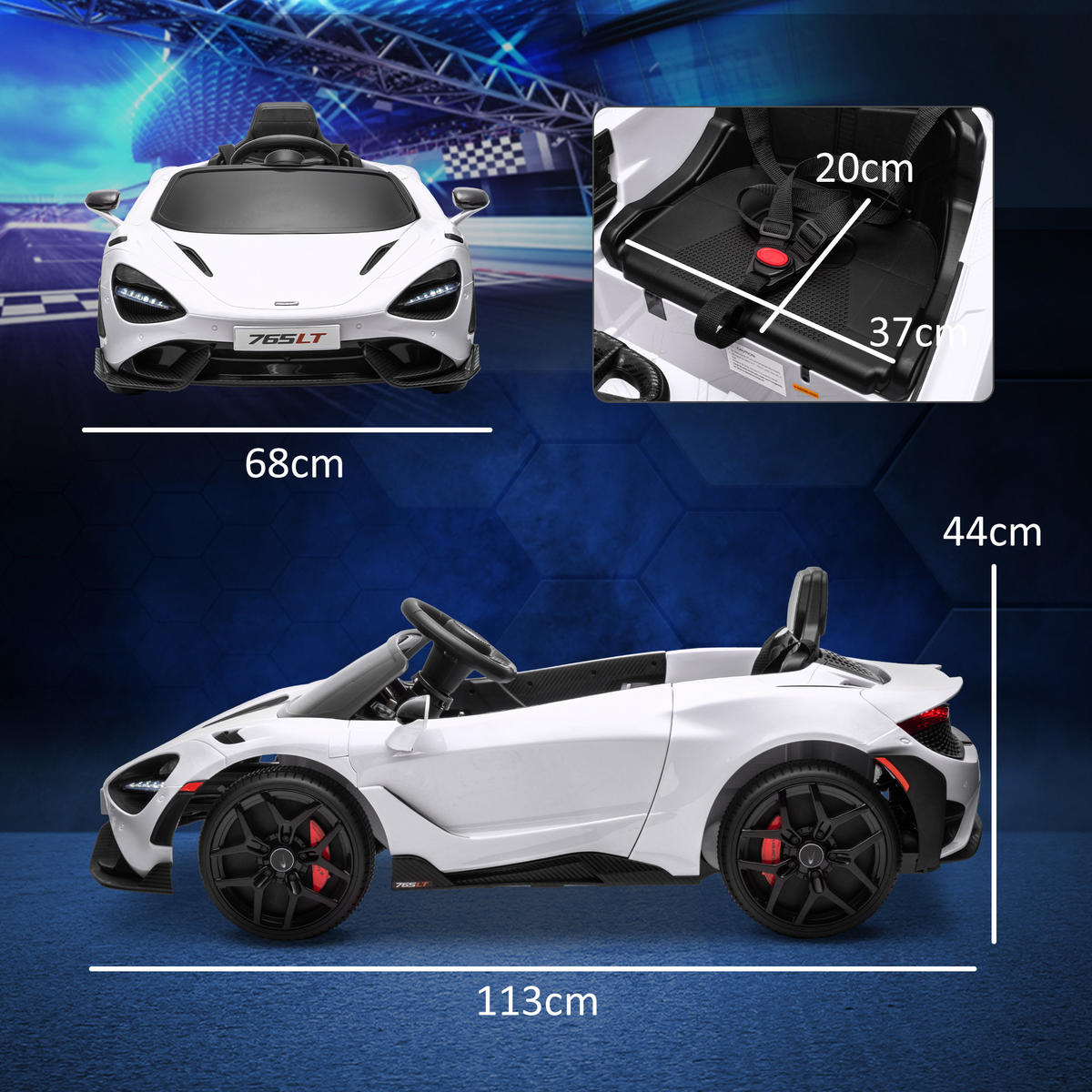 KINDER-ELEKTROAUTO mit Flügeltüren, fernsteuerbar, mit sanftem Antrieb und LED-Lichtern, Weiß - Weiß, Kunststoff/Metall (113/68/44cm) - AIYAPLAY