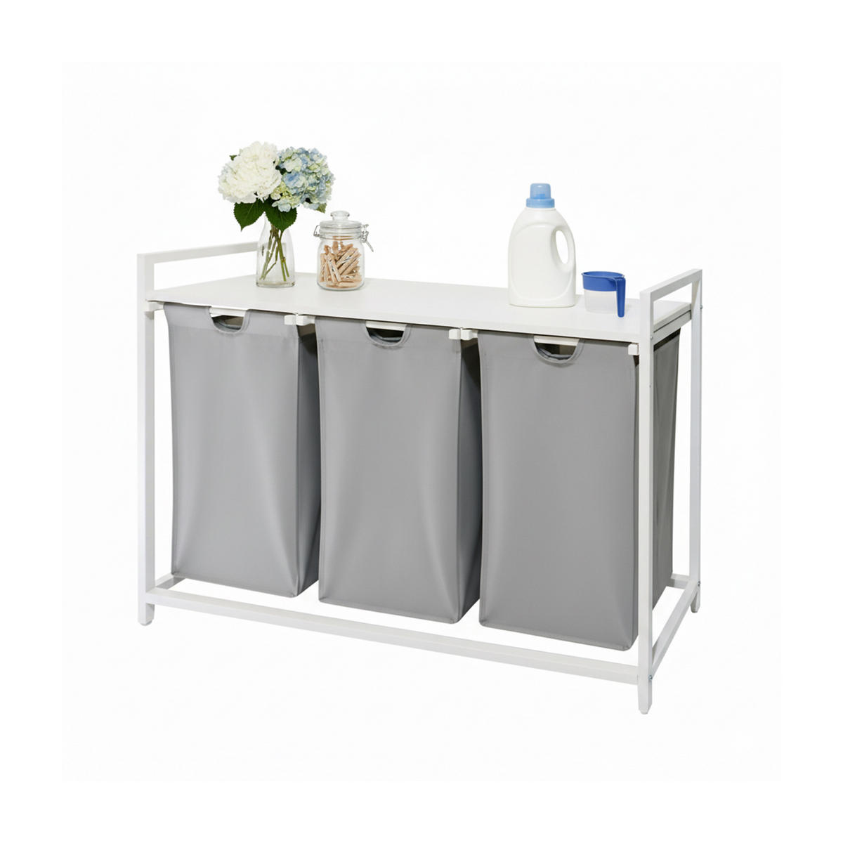 WÄSCHESAMMLER - Multicolor, Holzwerkstoff/Textil (109.5/73.5/33cm) - Relaxdays