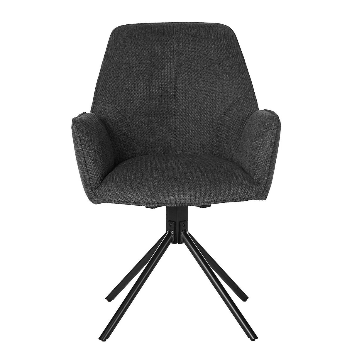 DREHBARER ARMLEHNENSTUHL - Textil / Eisen - Anthrazit, Textil/Metall (59/88/63cm) - home24