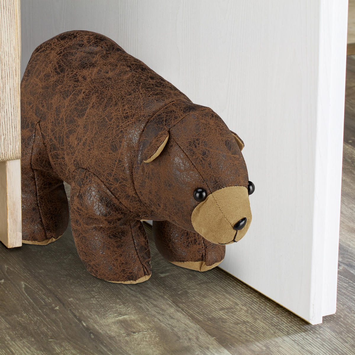 DÖRRSTOPP Brun björn tyg sandfylld - Brun, Textil/Naturmaterial (16/32cm) - Relaxdays