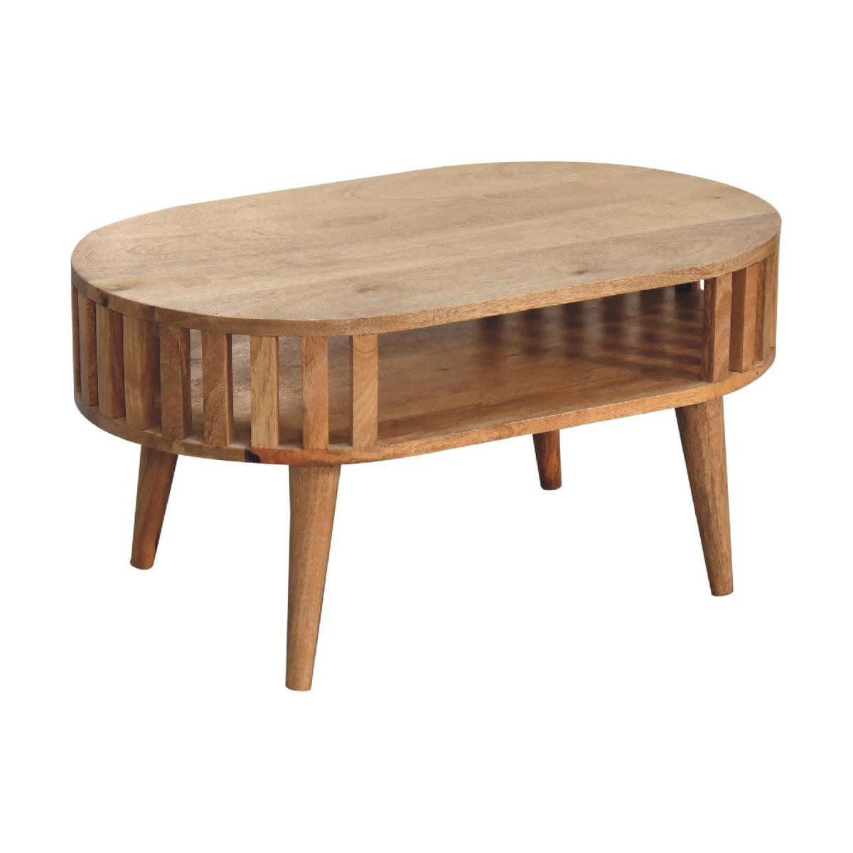 COUCHTISCH aus Massivholz - Kastanienfarben/Messingfarben, Holz/Metall (50/80/40cm) - Artisan Furniture