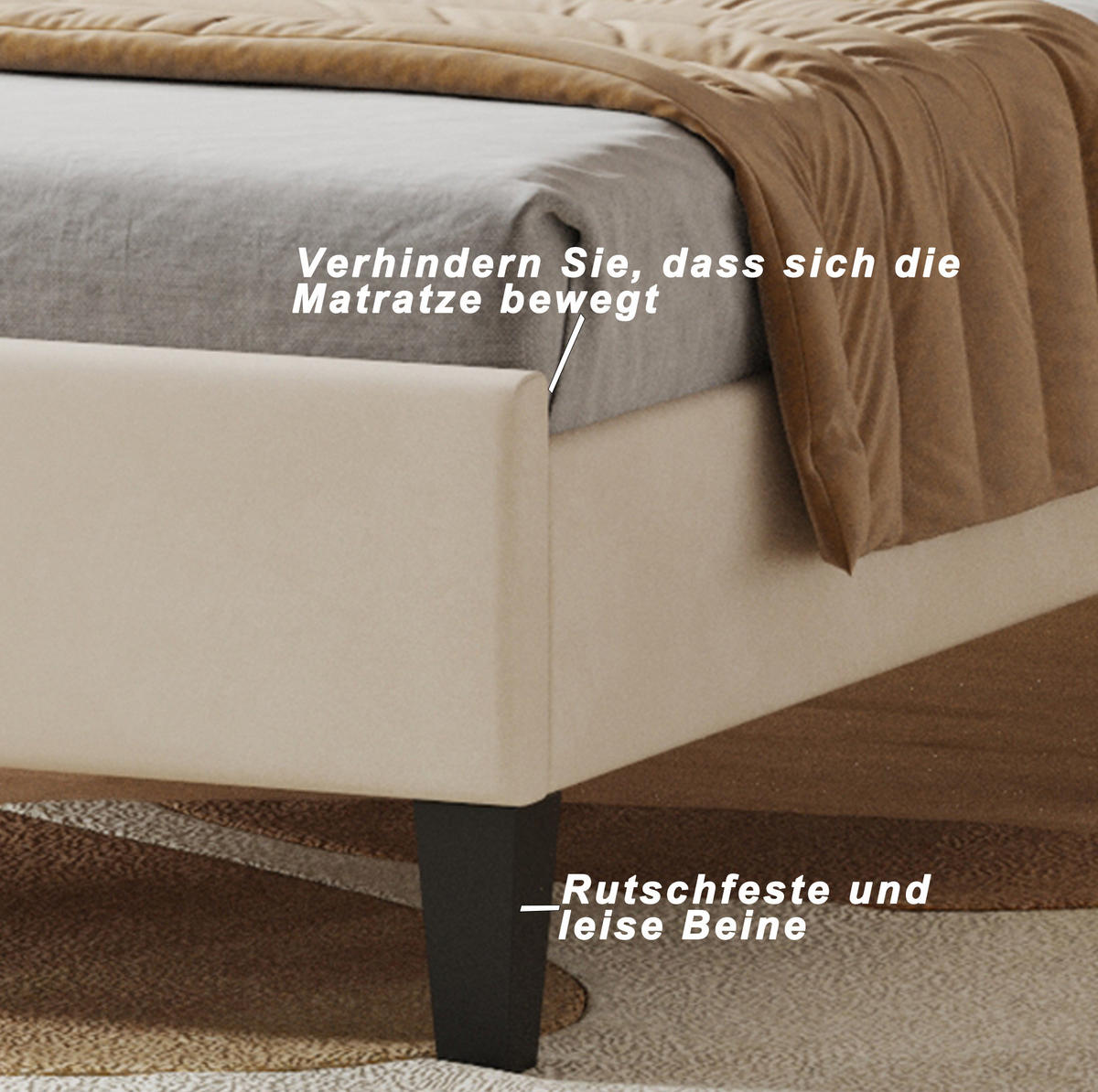 POLSTERBETT 90/200 cm Beige aus Samtstoff mit Blumen-Kopfteil - Beige, Textil (90/200cm) - OKMYHOME