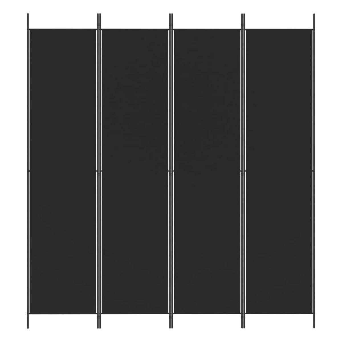 4-TLG. Paravent Schwarz 200x220 cm Stoff - Schwarz, Textil (200/220/220cm)