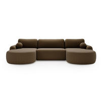 ECKSOFA Aurio U Bouclé-Stoff Braun - Schwarz/Braun, Kunststoff/Textil (347/177cm) - Graingold