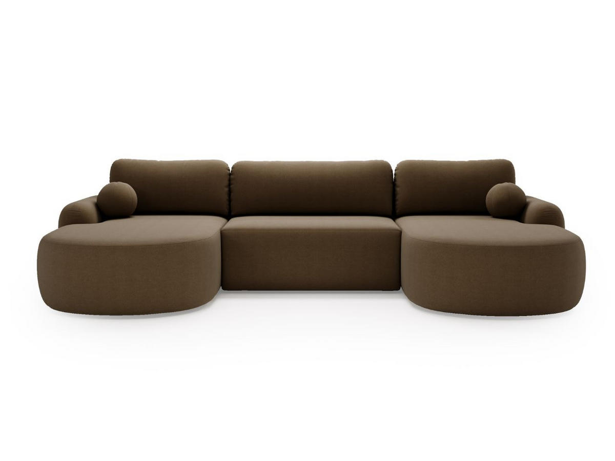 ECKSOFA Aurio U Bouclé-Stoff Braun - Schwarz/Braun, Kunststoff/Textil (347/177cm) - Graingold