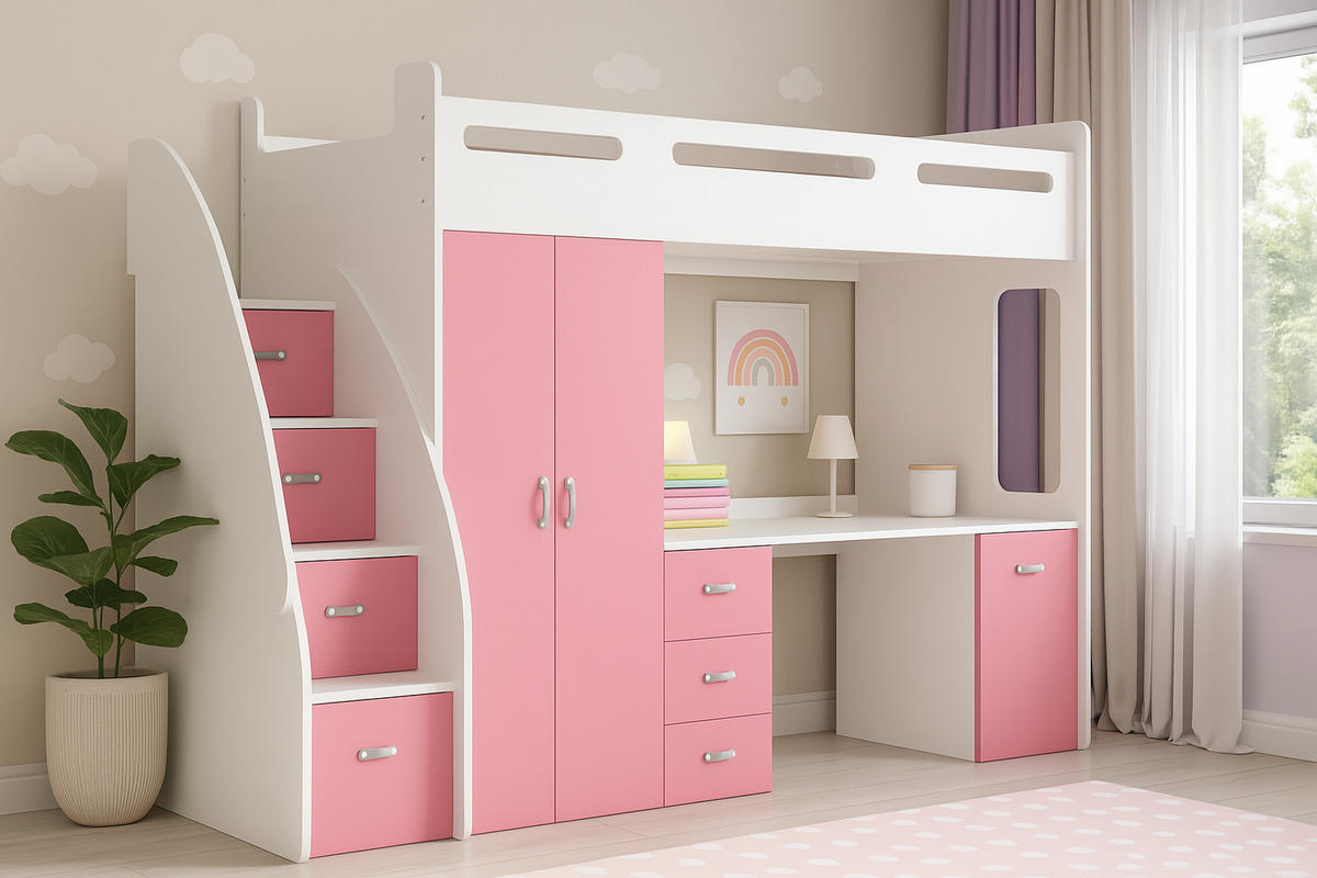KINDERBETT Zuzia plus rosa - Rosa, Holzwerkstoff - roe furniture
