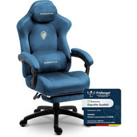 GAMING-STUHL Mikrofaser-Velours & Lendenkissen, Fußstütze 160° Neigbar - Blau, Leder (70/132/70cm)