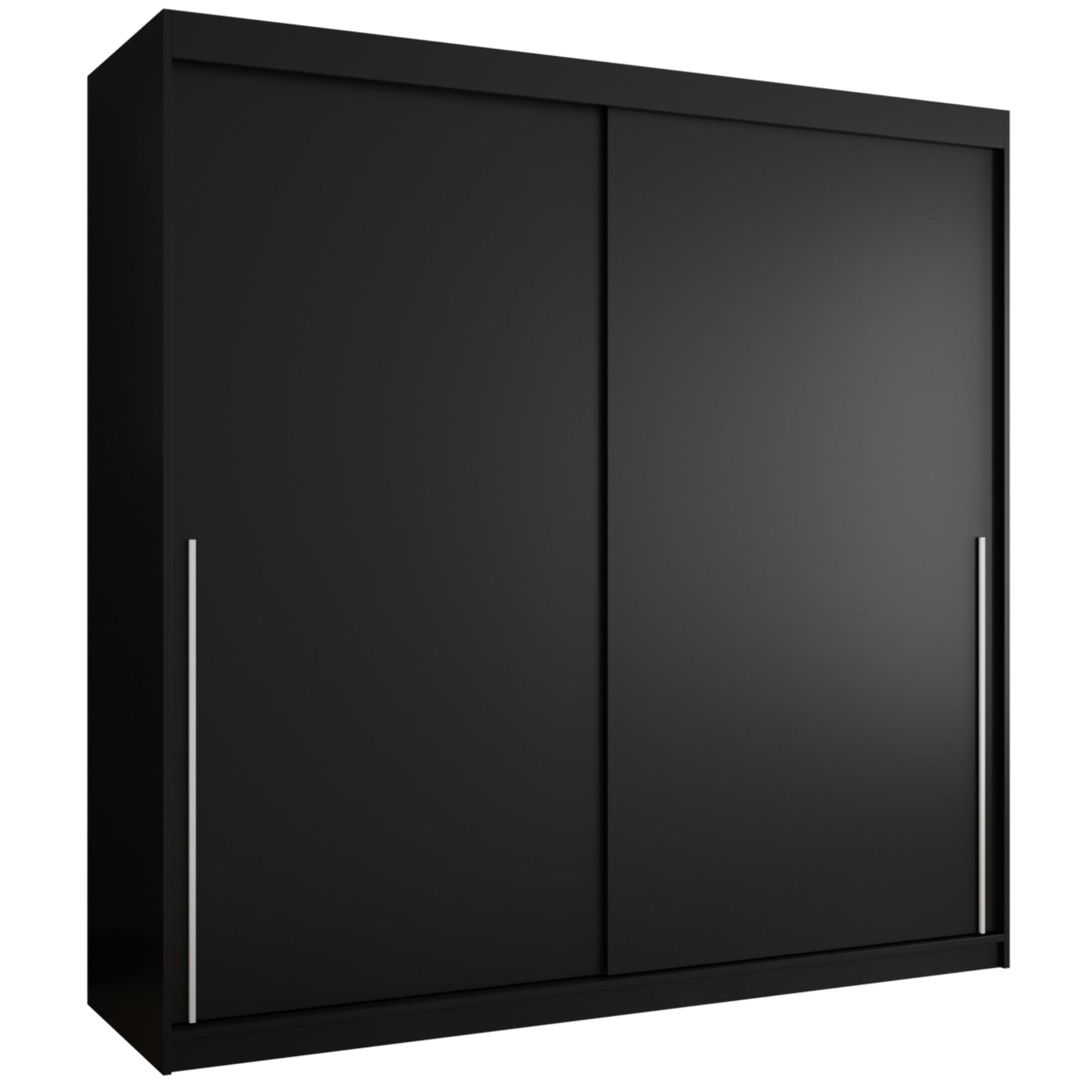 SCHIEBETÜRENSCHRANK 200 cm Breite, schwarz mit silbernem Griff - Silberfarben/Schwarz, Holzwerkstoff (200/200/62cm) - Home Collective