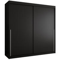 SCHIEBETÜRENSCHRANK 200 cm Breite, schwarz mit silbernem Griff - Silberfarben/Schwarz, Holzwerkstoff (200/200/62cm) - Home Collective