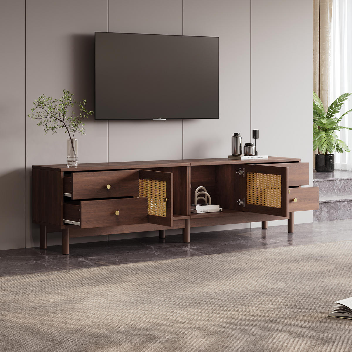 TV-MÖBEL Palermo Braun 180/35/44 cm - Braun, Holzwerkstoff (180/44/35cm) - PANGIVO