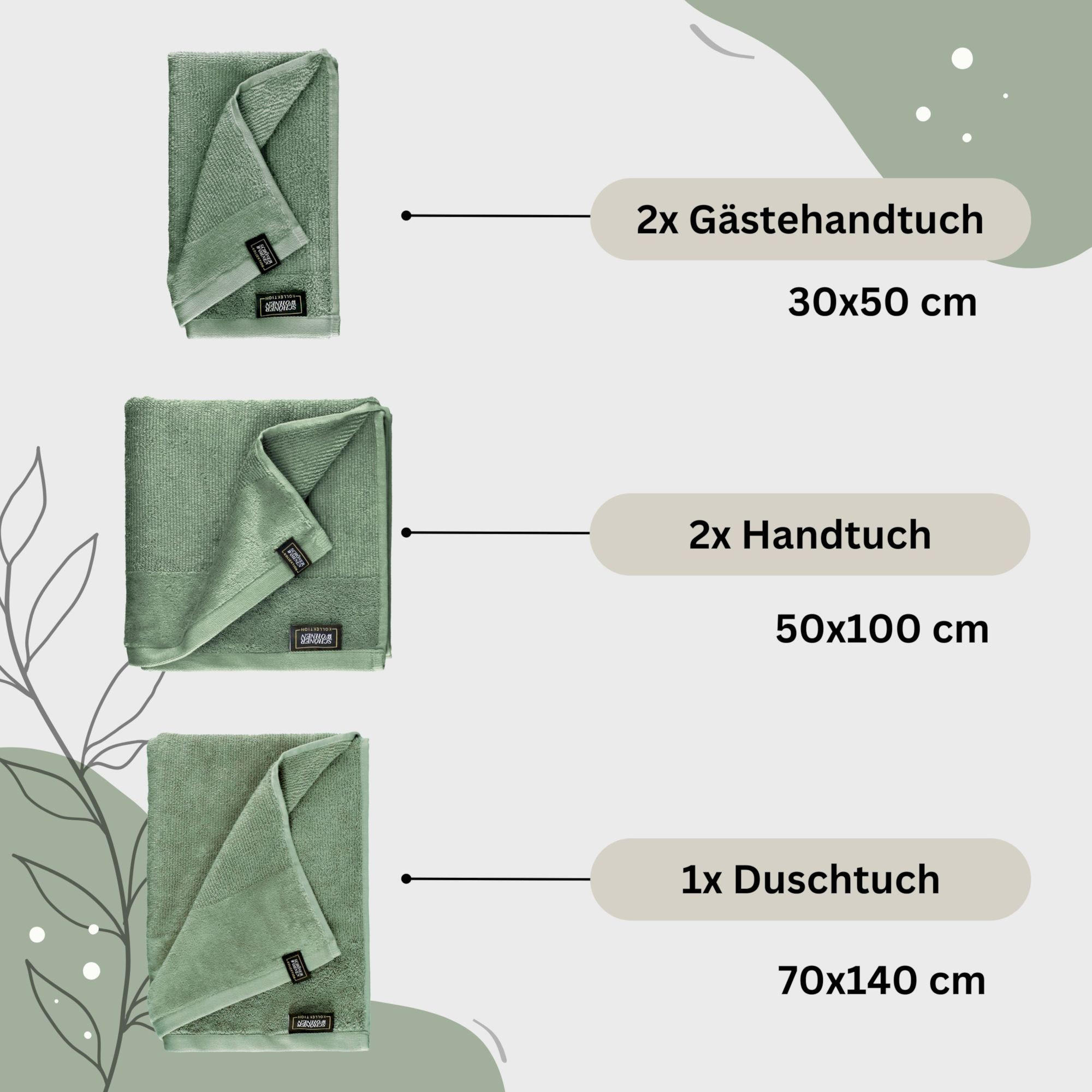 HANDTUCH SET SENSE 5tlg. - Grün, Textil (50/100cm) - Schöner Wohnen