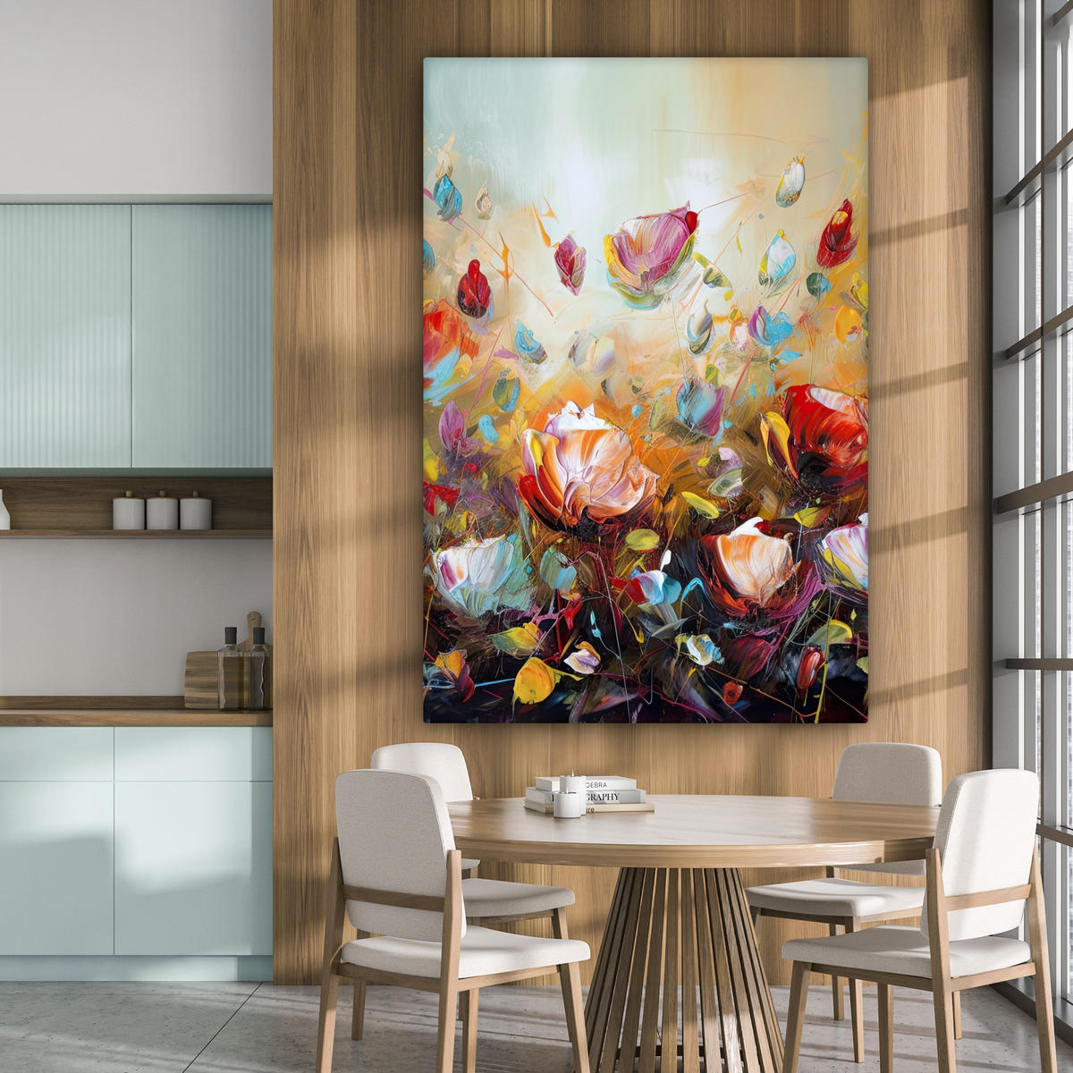 SLIKA NA PLATNU Cvetje 90x140 cm - večbarvno, tekstil (90/140cm) - MuchoWow