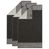 CAWÖ Gästetücher 3er Set, 30 x 50 cm – Walkfrottier Two‑Tone Basalt/Grau, 100% Baumwolle, Made in Germany - Grau, Naturmaterialien (30/50cm) - Cawoe