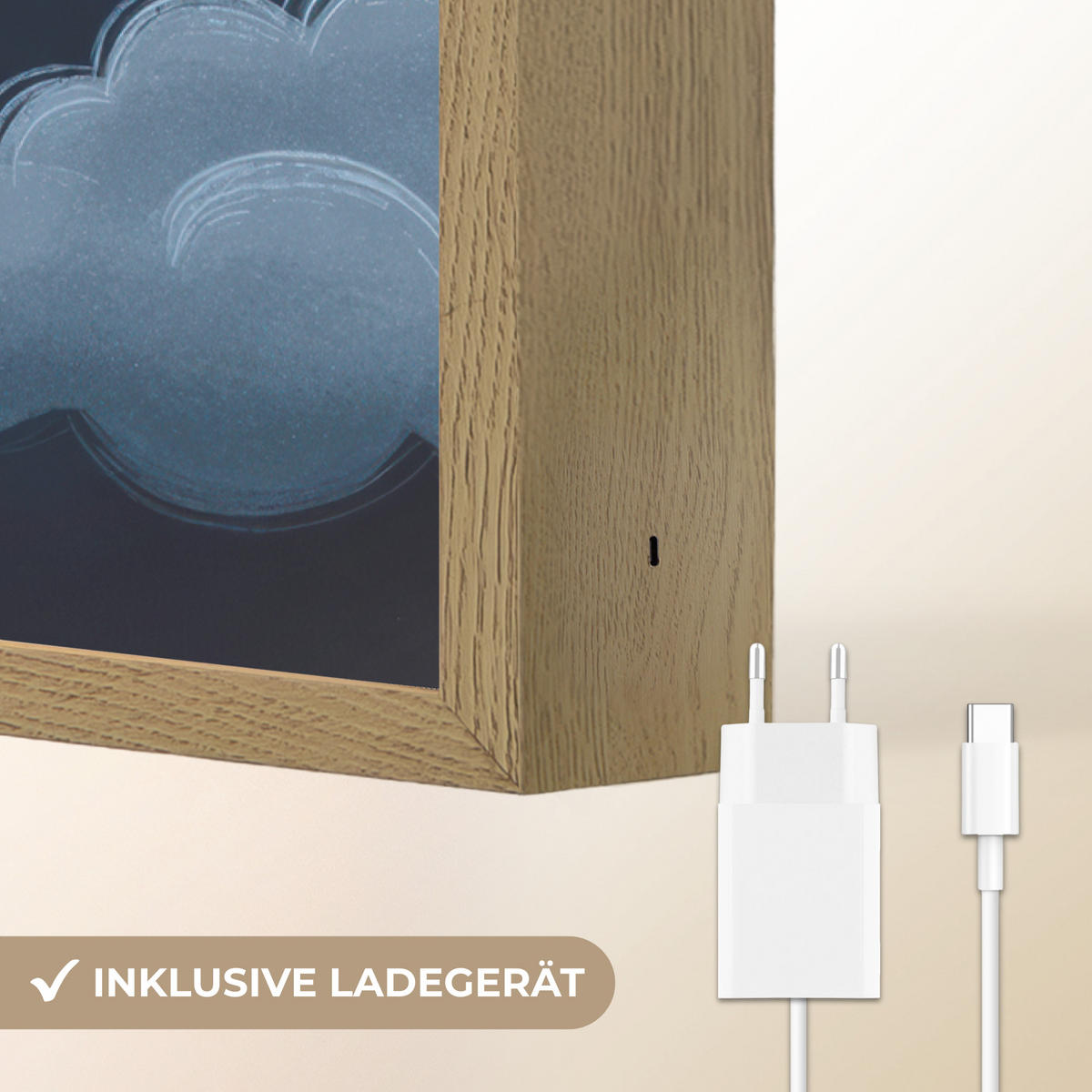 NACHTTISCHLAMPE MIT AKKU Teddybär - Mond - Wolken - Sterne 60x90 cm - Dunkelblau, Holzwerkstoff (8/60/90cm) - OnlyWow