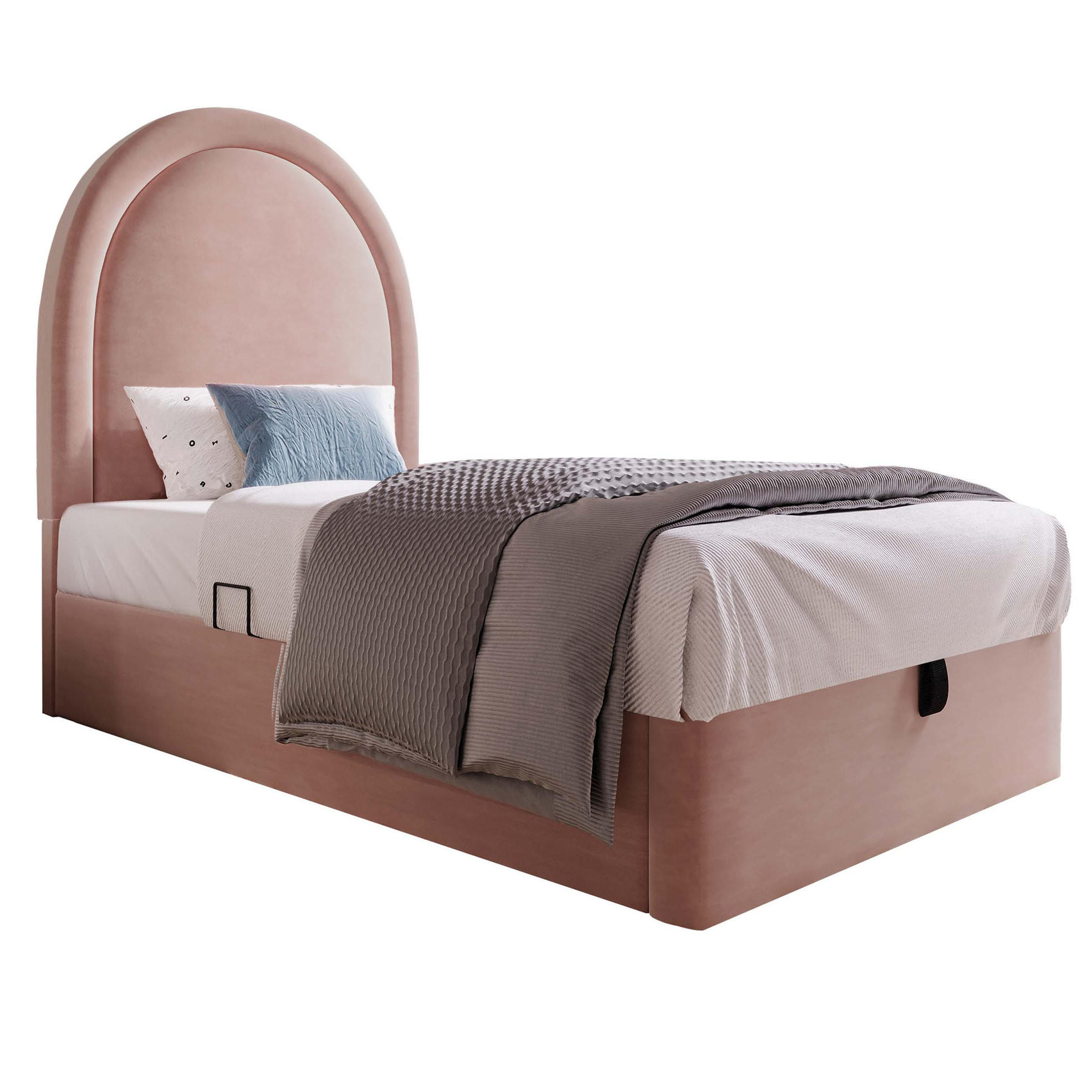POLSTERBETT aus Samt 90x200 cm in Rosa mit Stauraum - Rosa, Textil (90/200cm) - Modfu