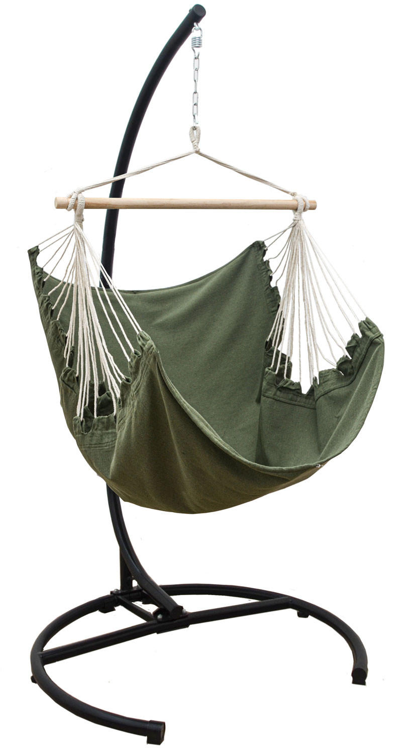 XL-HÄNGESESSEL inkl. Gestell bis 150kg, 210cm, Olive - Schwarz, Metall (110/210/125cm) - Amanka
