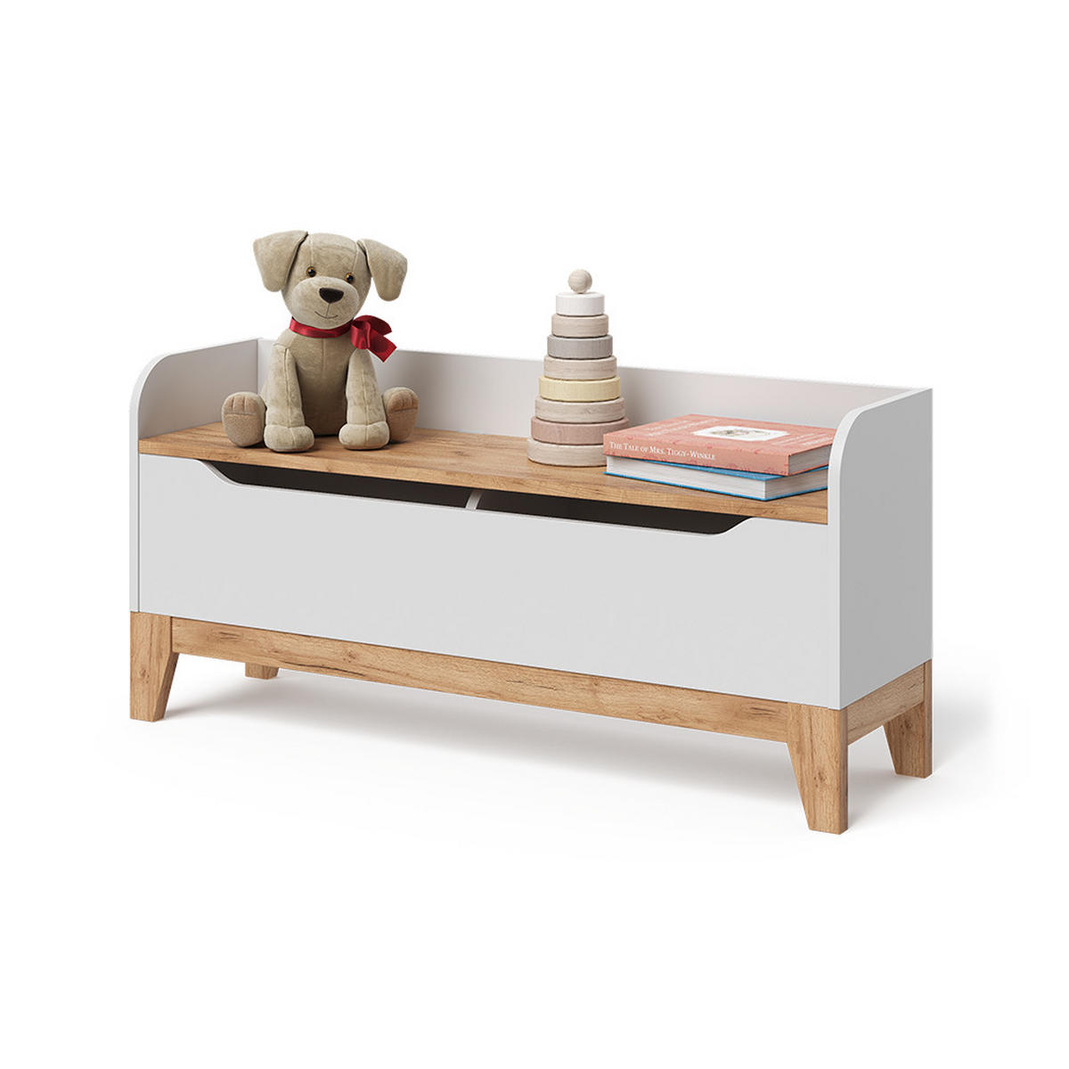 SPIELZEUGTRUHE Malia Weiß/Artisan 107.2 x 50 cm mit Sitzfläche - Weiß, Holzwerkstoff (107.2/30cm) - VitaliSpa