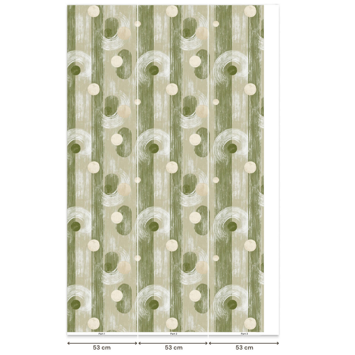 TAPETE - Künstlerisch - Modern - Grün - 140x240 cm - Olivgrün, Papier (140/240cm) - OnlyWow