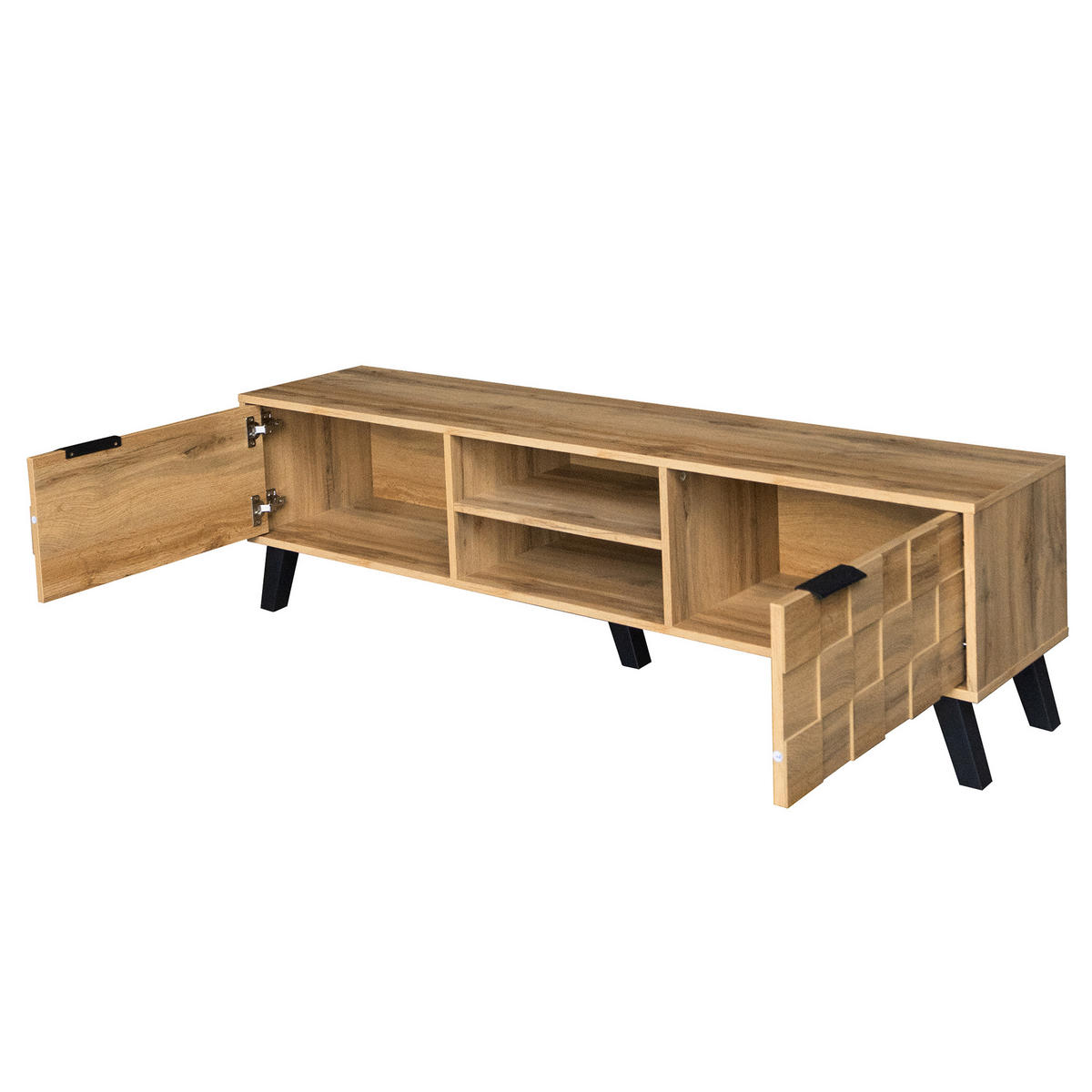 TV-ELEMENT 160.5/35.5/45 cm Holzton mit 2 Türen und 2 offenen Fächern - Ahornfarben, Holz (160.5/45/35.5cm) - Oxeza