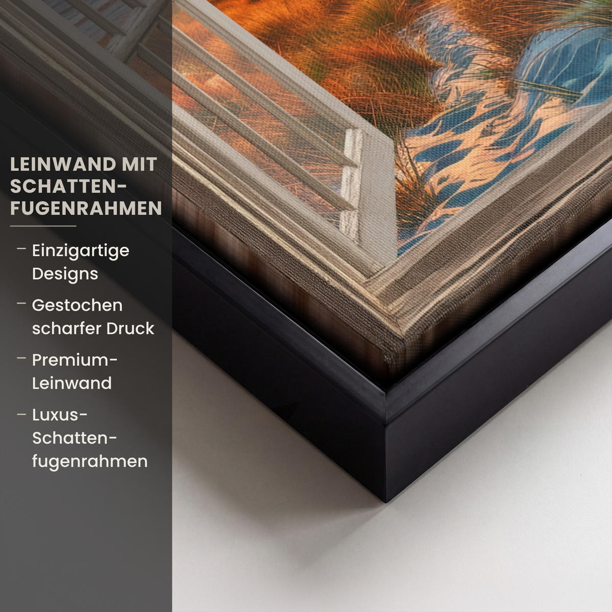 LEINWAND Bilder mit Rahmen - Aussicht - Fenster - Leuchtturm - Sonnenuntergang - Strand - 30x40 - Dunkelorange, Textil (30/40cm) - MuchoWow