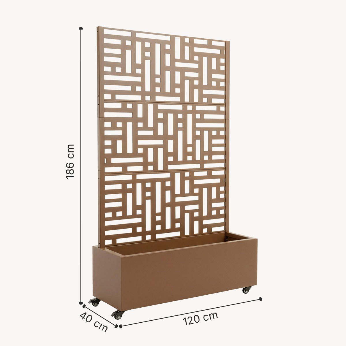 BLUMENKASTEN mit Trennwand Bernalda - Braun, Metall (120/186/40cm) - casa.pro
