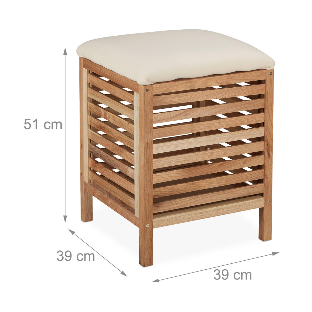 WÄSCHEKORB - Hellbraun, Holz/Textil (39/51/39cm) - Relaxdays
