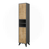 BADSCHRANK Leano Anthrazit/Bergeiche 38 x 180 cm mit 2 Türen - Eichefarben/Anthrazit, Holzwerkstoff (38/180/30cm) - Vicco