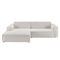 ECKSOFA SAMU Silber Cord - Silberfarben/Schwarz, Textil (276/168cm) - KAWOLA