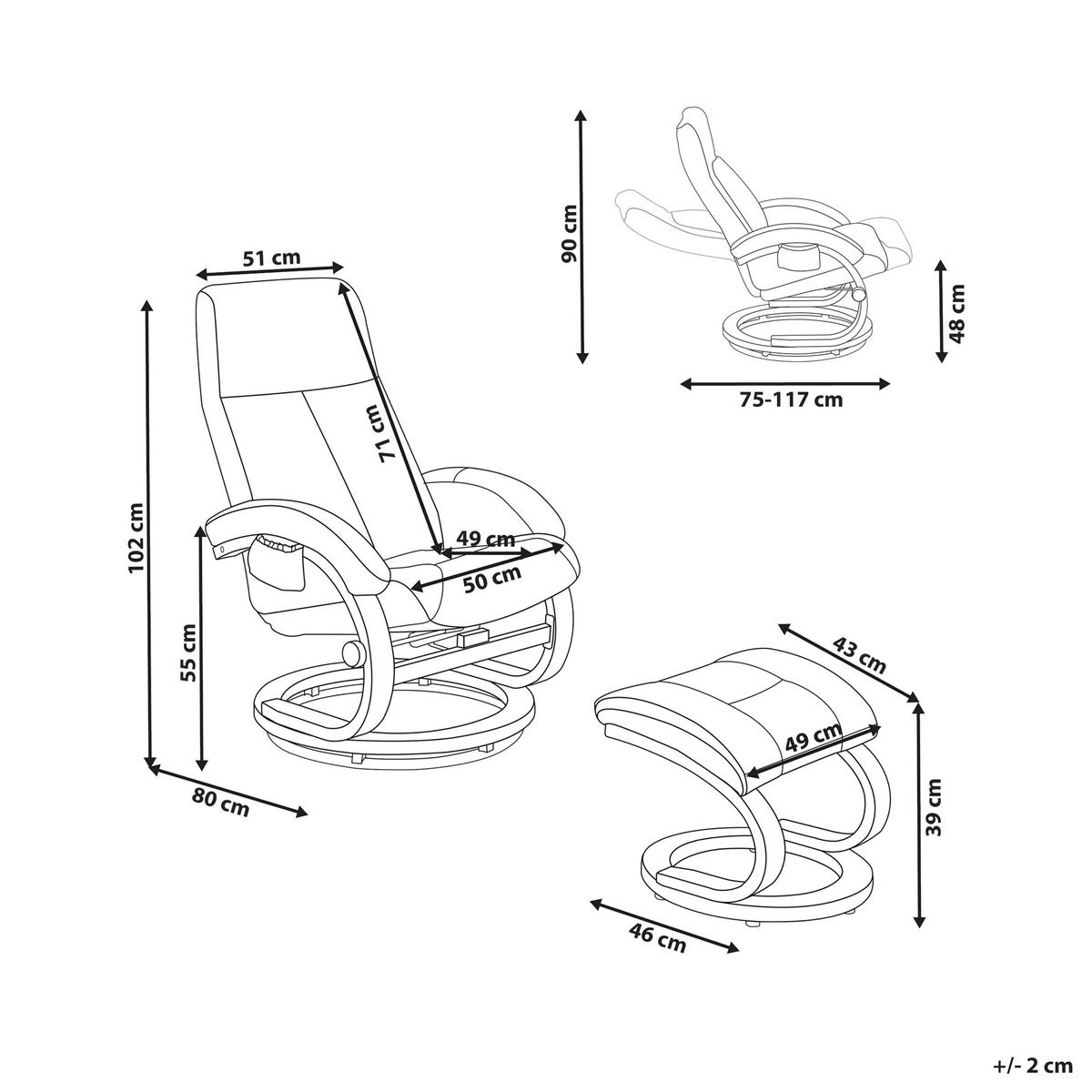 MASSAGESTUHL Beige Hero - Beige/Braun, Textil (51/102/80cm) - Beliani