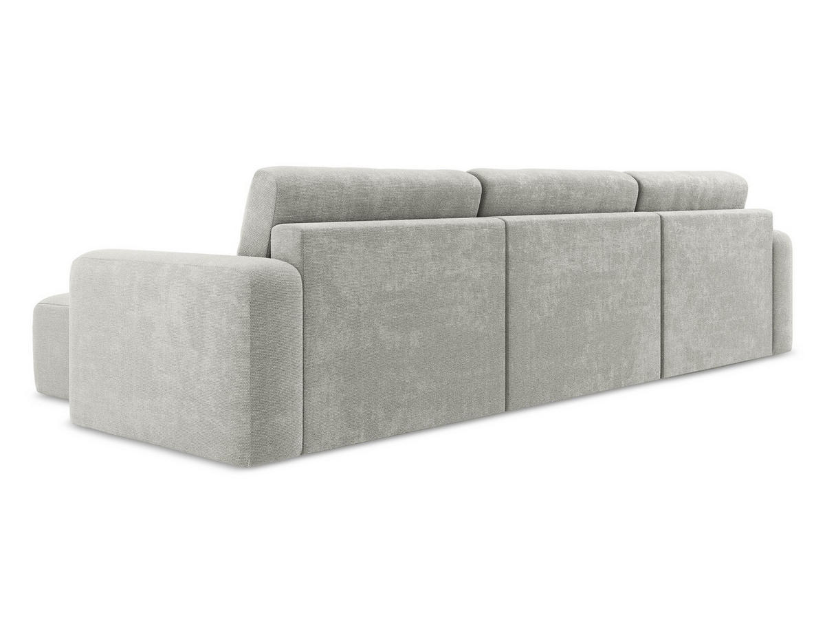 WOHNLANDSCHAFT Chenille Stoff Grau - Hellgrau/Schwarz, Kunststoff/Textil (332/79/149cm) - Makamii