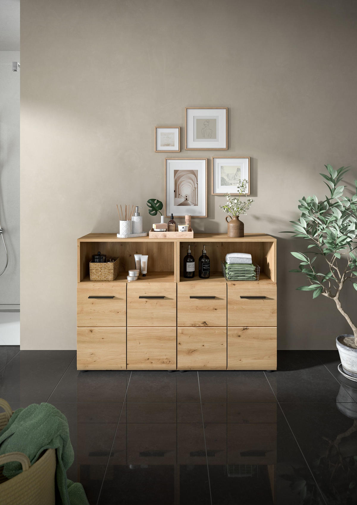 BAD-SET ICE 2-tlg. (B/H/T: ca. 120/80/30 cm) in Artisan Oak Nachbildung/Artisan Oak Nachbildung - Eiche Artisan, Holz (120/80/30cm)