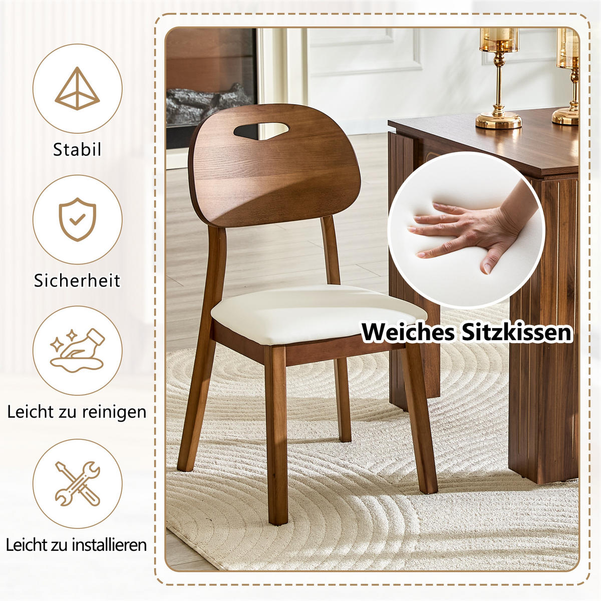 STUHL-SET DE-36737 2 Stück mit ovaler Rückenlehne und Tragegriff Weiß - Weiß, Holzwerkstoff (44/88/50cm) - ComfortXL