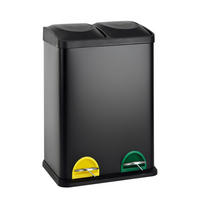 MÜLLEIMER TC2X20 Küchen-Eimer 40Liter Fassungsvermögen 2x20L Abfalleimer 2er-Mülleimer - Schwarz, Metall (40/58/33cm) - SVITA