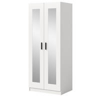 KLEIDERSCHRANK in weiß 80 x 194 cm skandinavisch, Drehtürenschrank 2-türig mit Spiegel - Schwarz/Weiß, Glas/Holzwerkstoff (80/194/56cm) - Inn.Furn