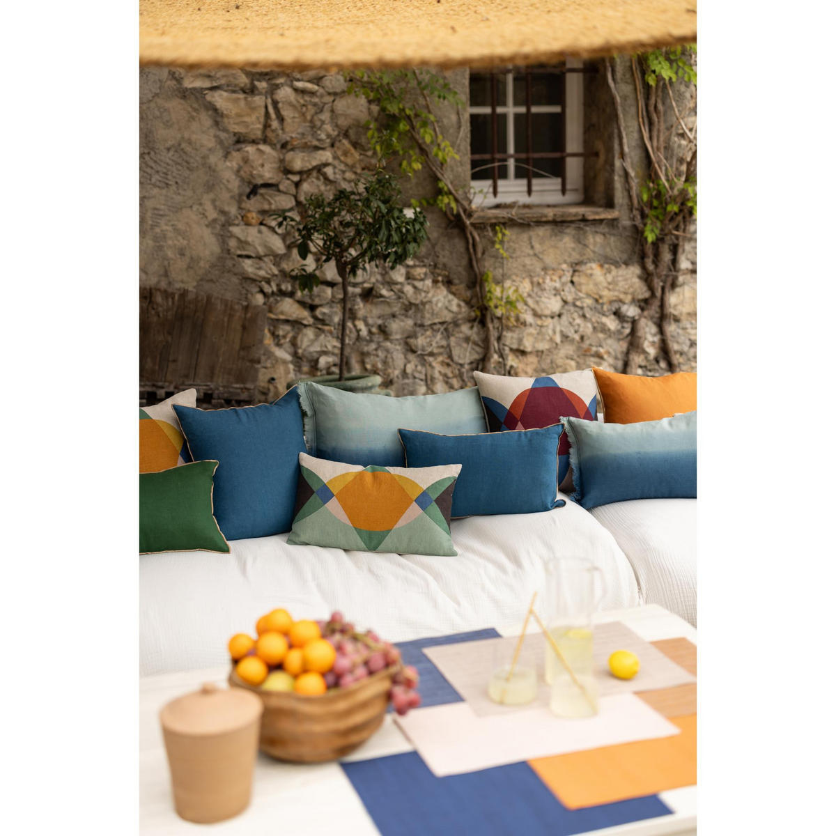 KISSEN Zeff Celeste indigoblau 45 x 45 cm - Dunkelblau, Textil (45/45cm) - Vivaraise