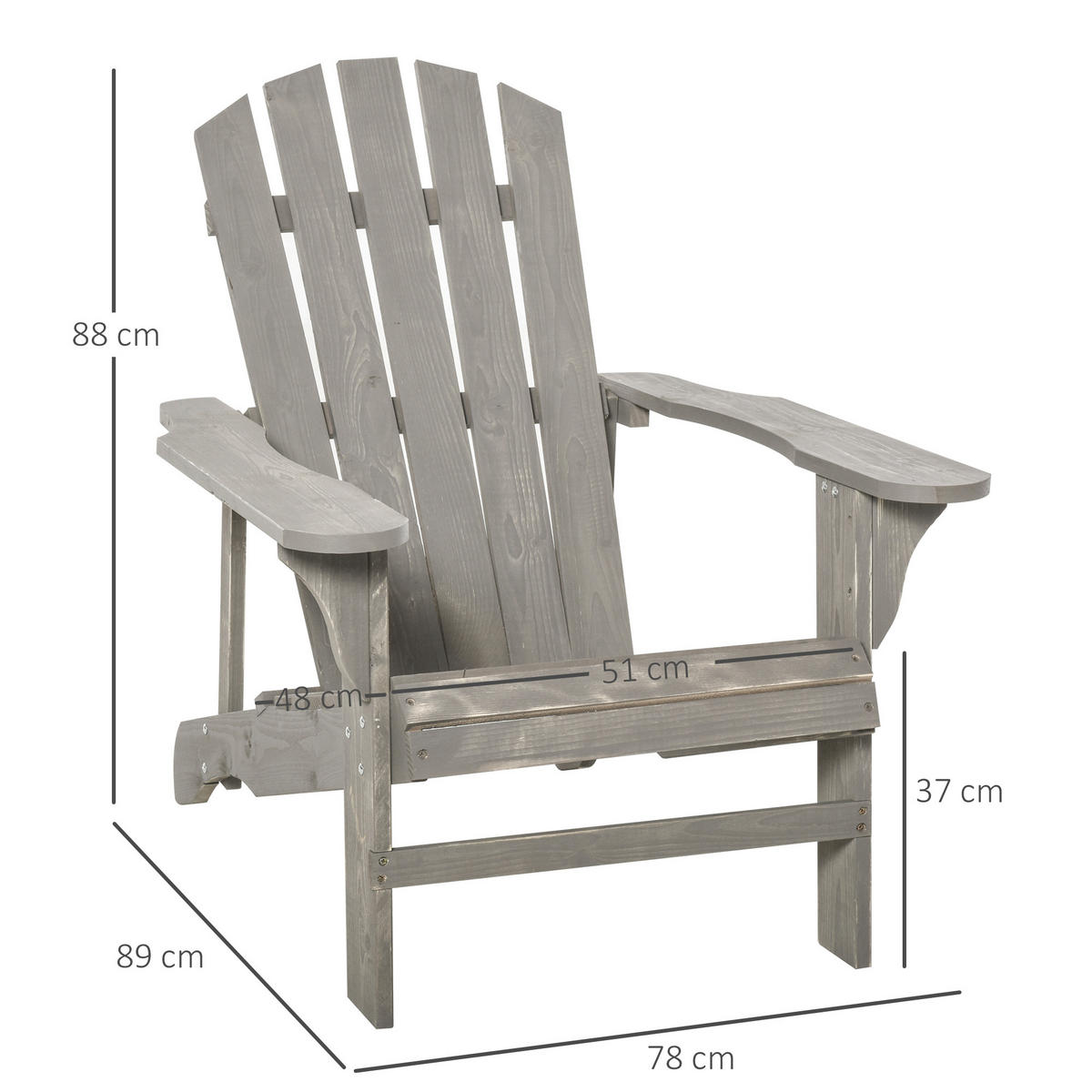 GARTENSTUHL DE-17753 Grau - Grau, Holz (89/88/78cm) - ComfortXL
