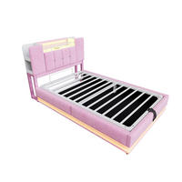 STAURRAUMBETT 90/200 cm DE-02114, in Rosa, mit LED, USB und Hydraulik - Pink, Metall (90/200cm) - ComfortXL