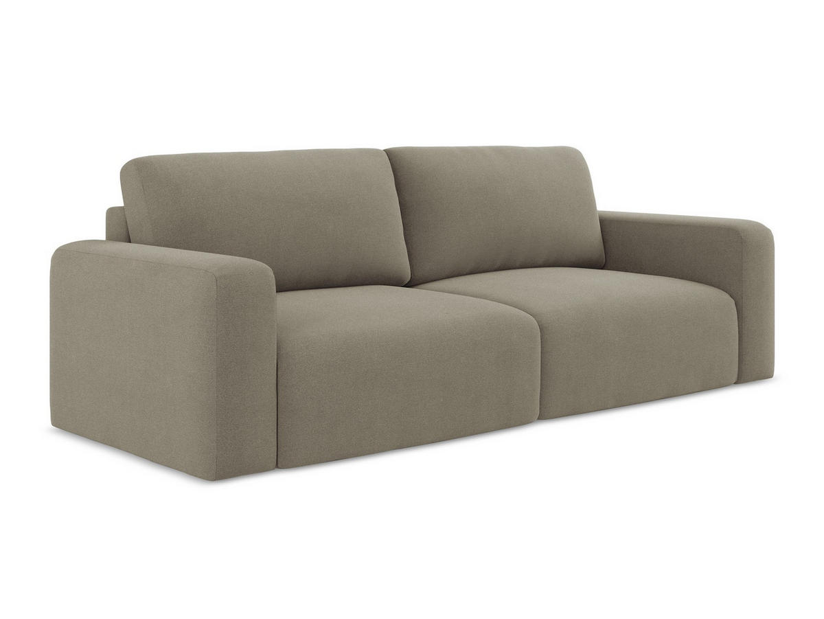 3-SITZER SOFA mit Schlaffunktion Strukturstoff Stoff Beige - Beige/Schwarz, Kunststoff/Textil (244/79/102cm) - Makamii