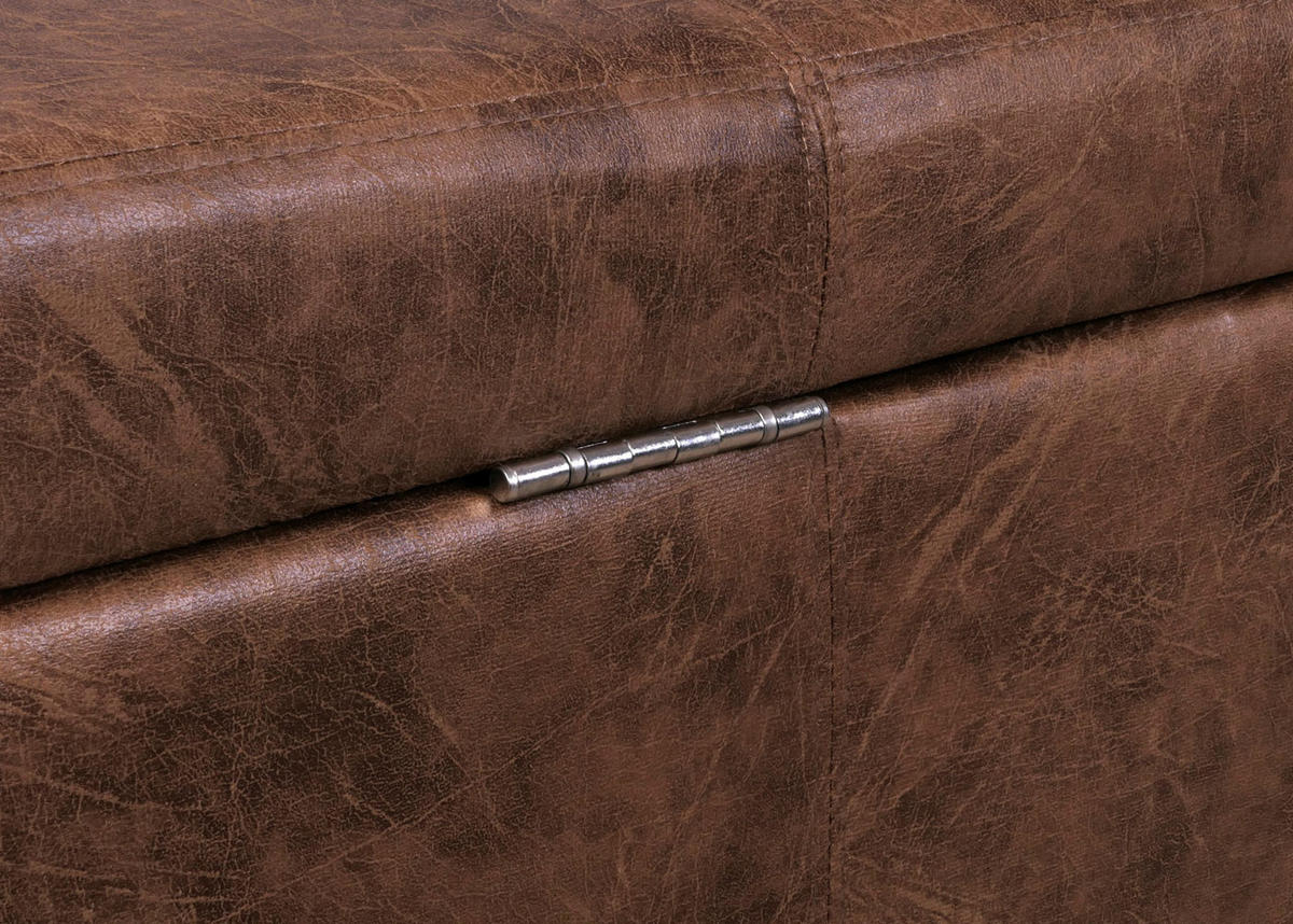 SITZBANK mit Aufbewahrung Lars Leder + Kunstleder Creme 45x112x45cm - Braun, Kunststoff (112/45/45cm) - BERLINLODGE