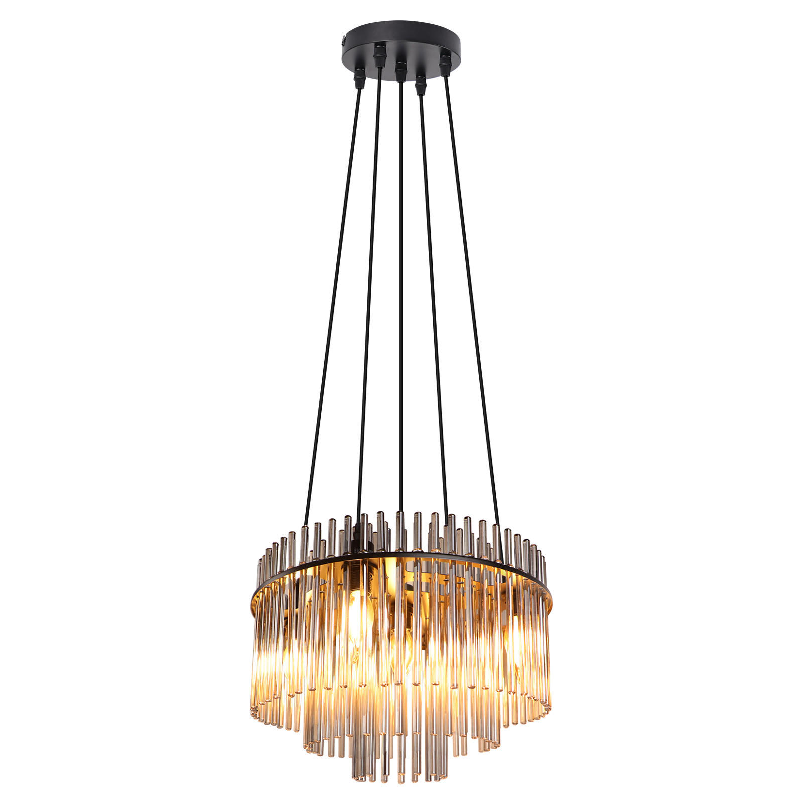 PENDELLEUCHTE Fern 15/40/150 cm - Schwarz, Glas (15/40/150cm) - ZMH