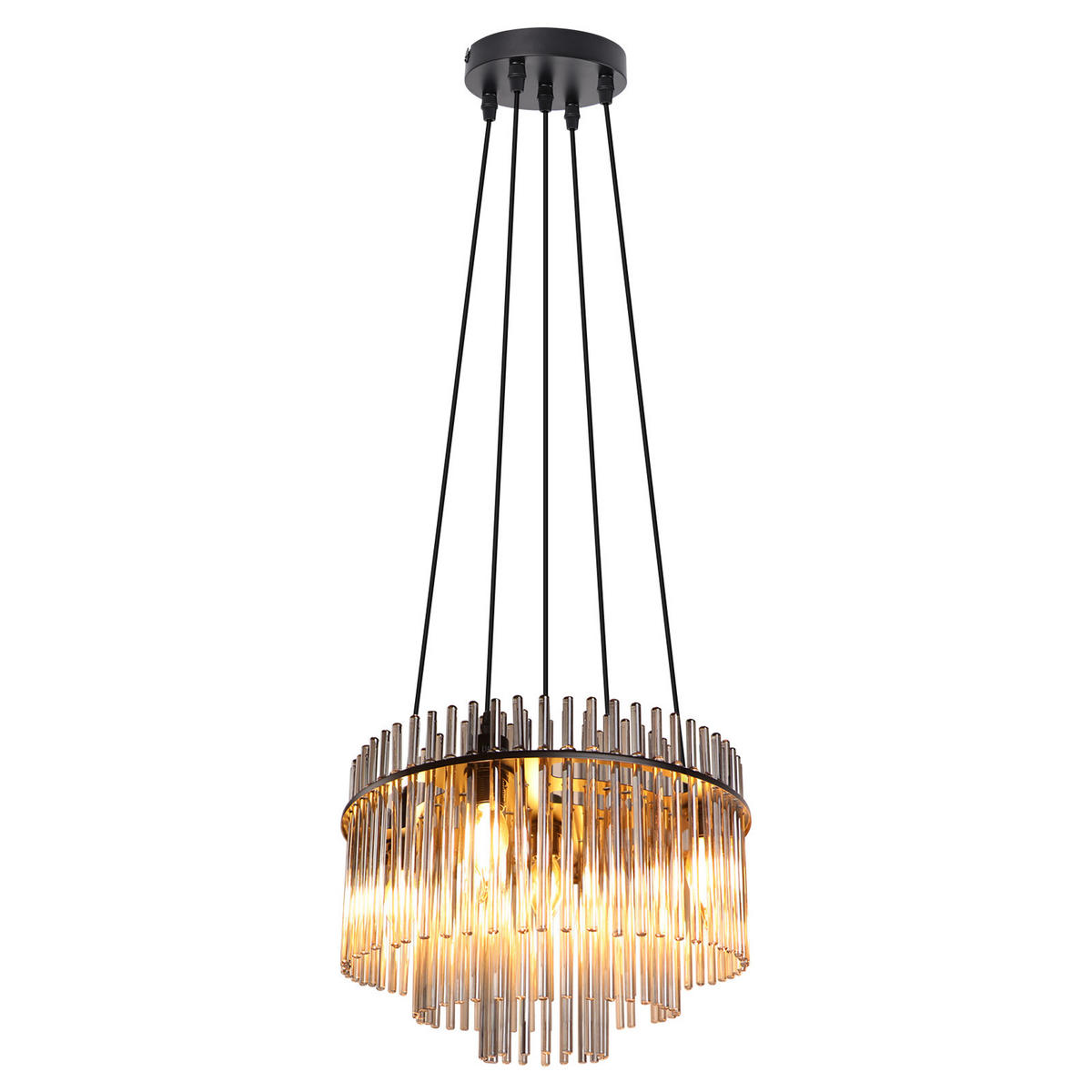 PENDELLEUCHTE Fern 15/40/150 cm - Schwarz, Glas (15/40/150cm) - ZMH