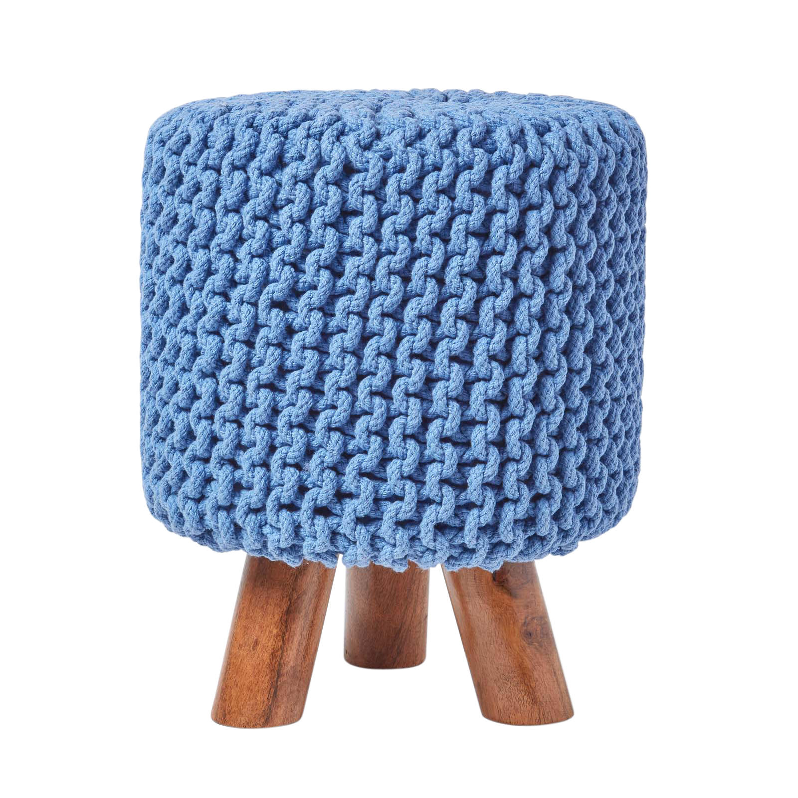 Homescapes Strick-Hocker Blau 32x42x32 cm