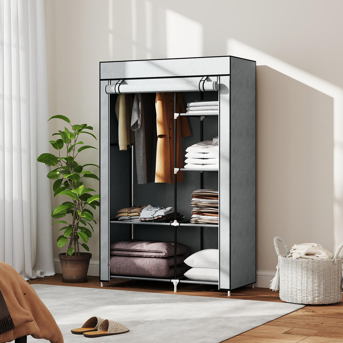KLEIDERSCHRANK Hellgrau 43.0/103.0/162.5 cm - Hellgrau, Metall (103/162.5/43cm)