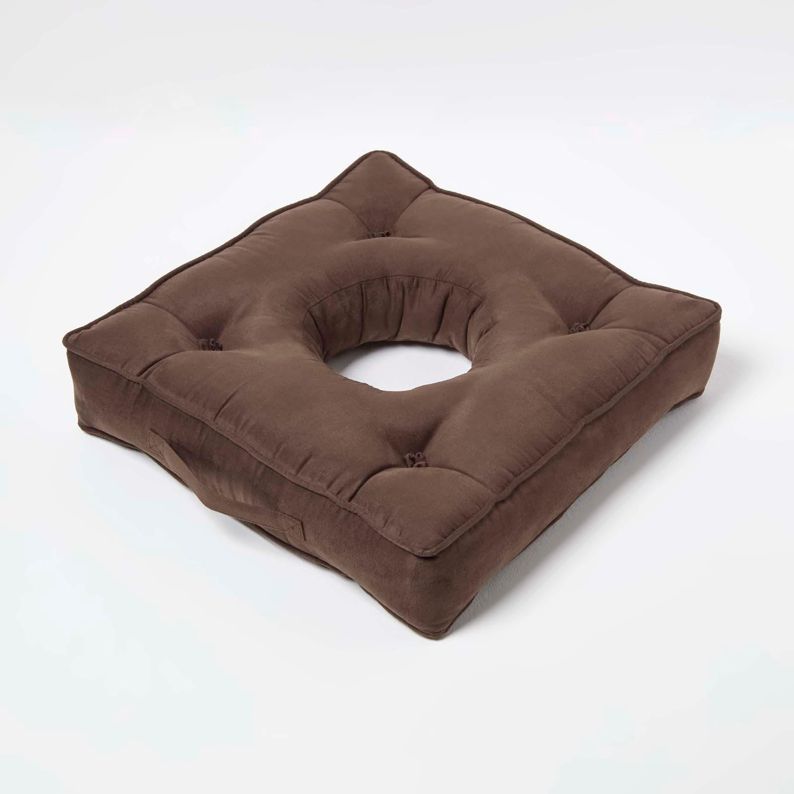 SITZKISSEN mit Aussparung braun 50/50/10 cm – Entlastungskissen, Velours - Braun, Textil (50/50/10cm) - Homescapes