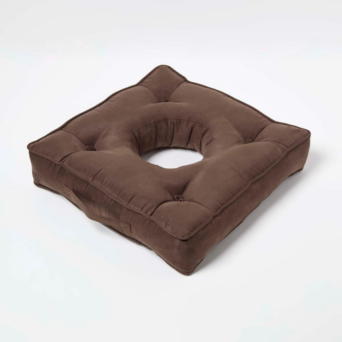 SITZKISSEN mit Aussparung braun 50/50/10 cm – Entlastungskissen, Velours - Braun, Textil (50/50/10cm) - Homescapes