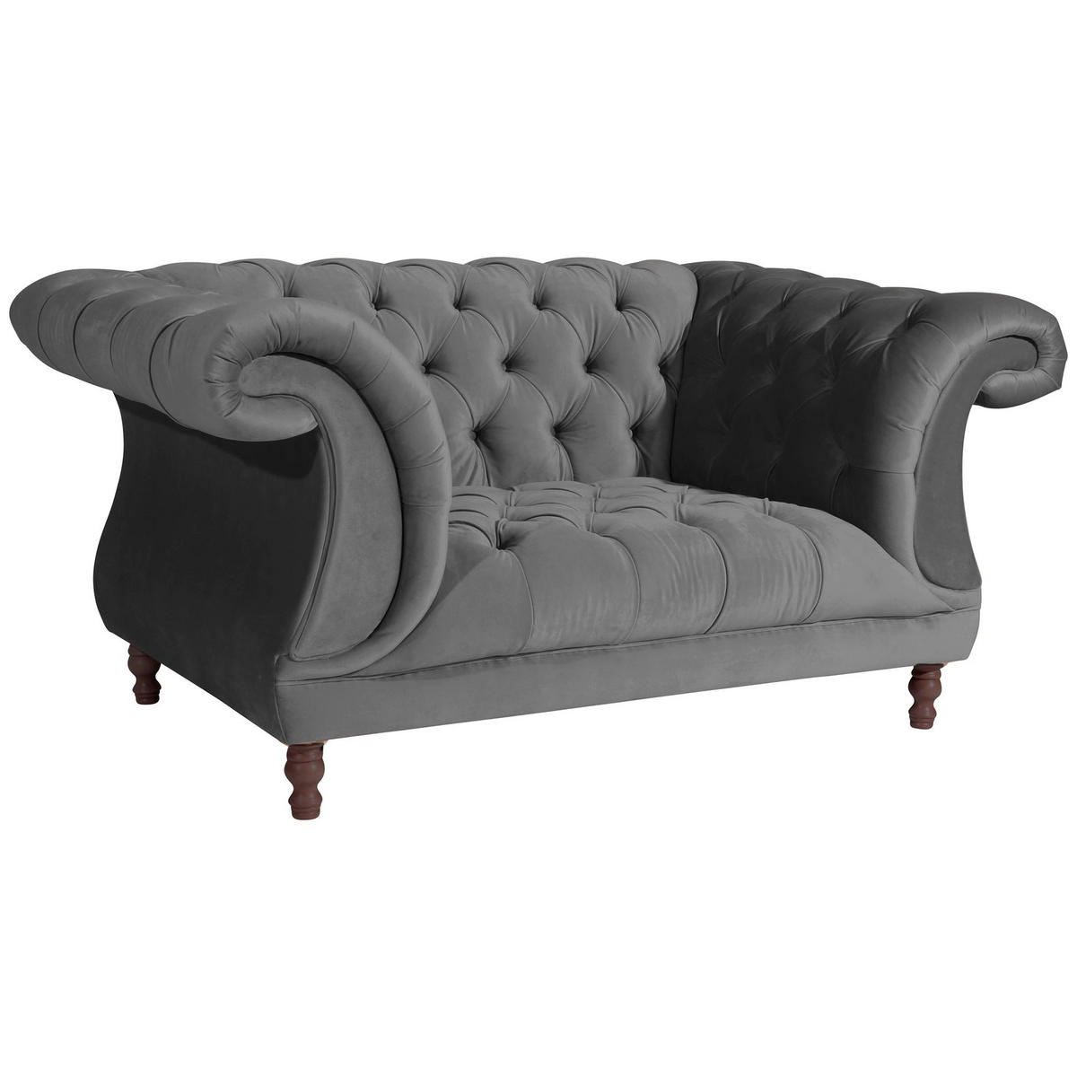 CHESTERFIELD Sessel Kaylin Samtvelours anthrazit - Anthrazit, Kunststoff (100/80/167cm) - 58aufmkessel