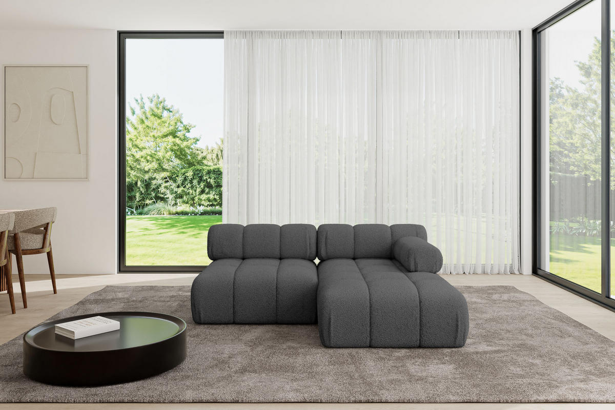 ECKSOFA modulares Sofa Razon-L1 - 190x160x70 cm Grau Bouclé - Grau, Holzwerkstoff/Textil (190/160cm) - ALTDECOR