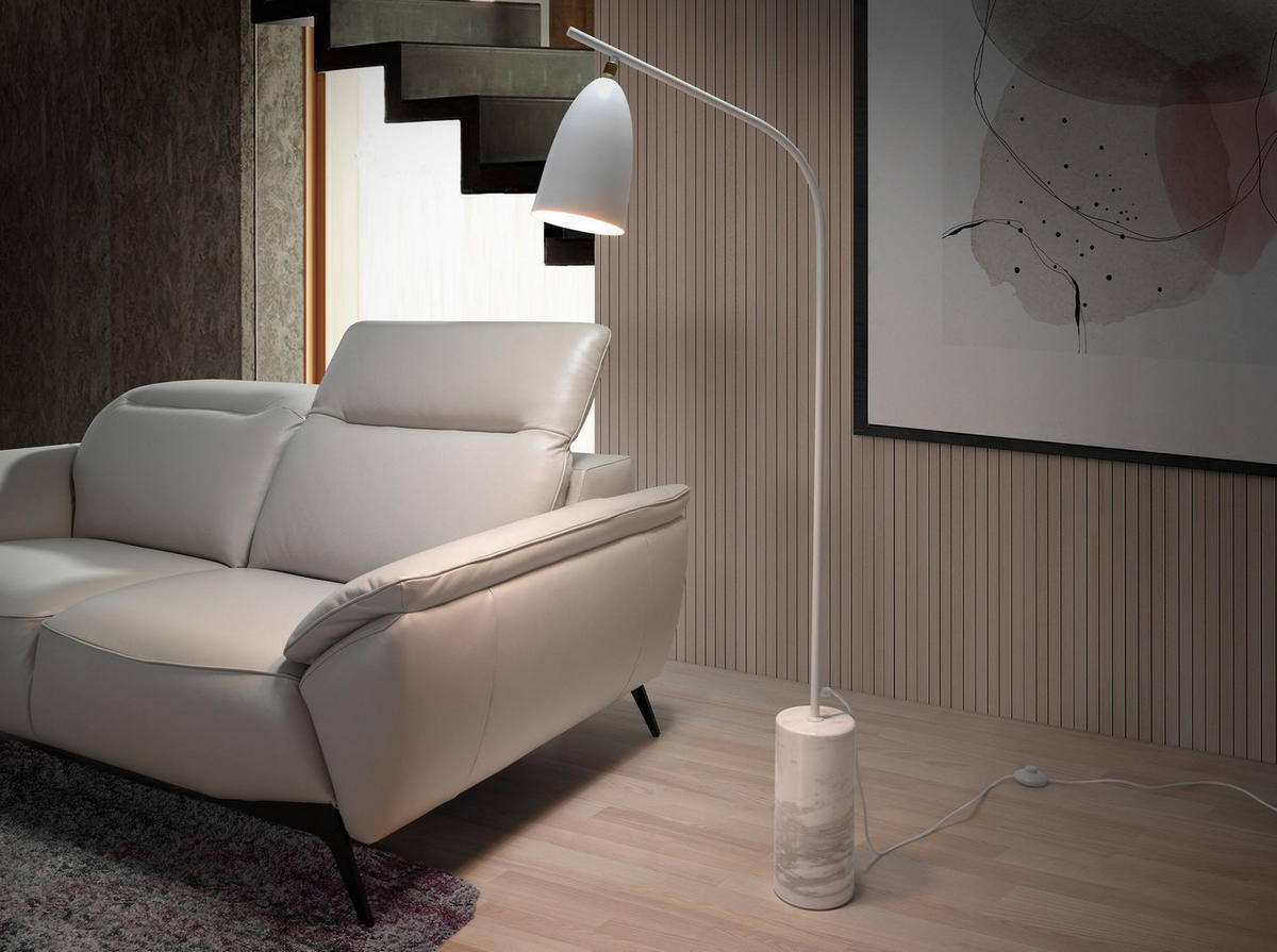 STELEUCHTE Stehleuchte aus Marmor und weißem Stahl 62/15/147 cm - Weiß, Metall (15/62/147cm) - ANGEL CERDA